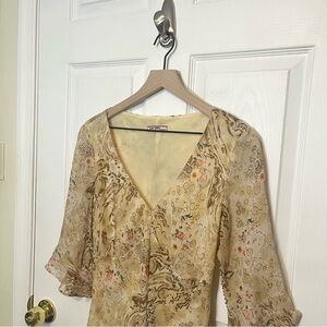 ✧･ﾟvtn silk tan beaded blouse top